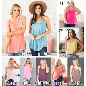 Reversible Flowy Stretchy Cami Tank - V-Neck / Round Neck